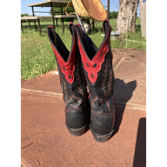 Original Abilene Boots Western Cowboy Red Black Leather (READ F/ SIZE) VTG 90s - Picture 4 of 12